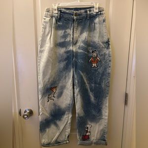 Lazy Oaf Flintstones Jeans Size 34 Acid Wash